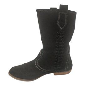 Sporto Bridget Black Suede Cowboy Boots Size 7.5